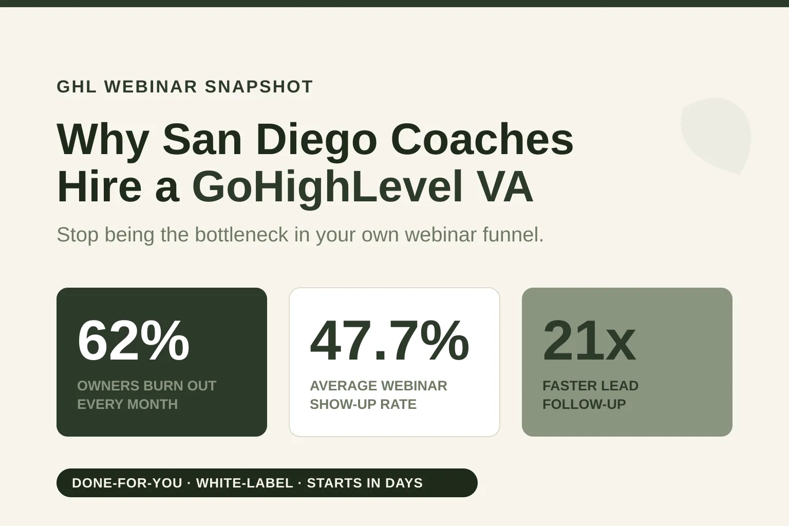 Why San Diego Coaches Are Hiring a GoHighLevel VA to Run Their Webinar Funnels